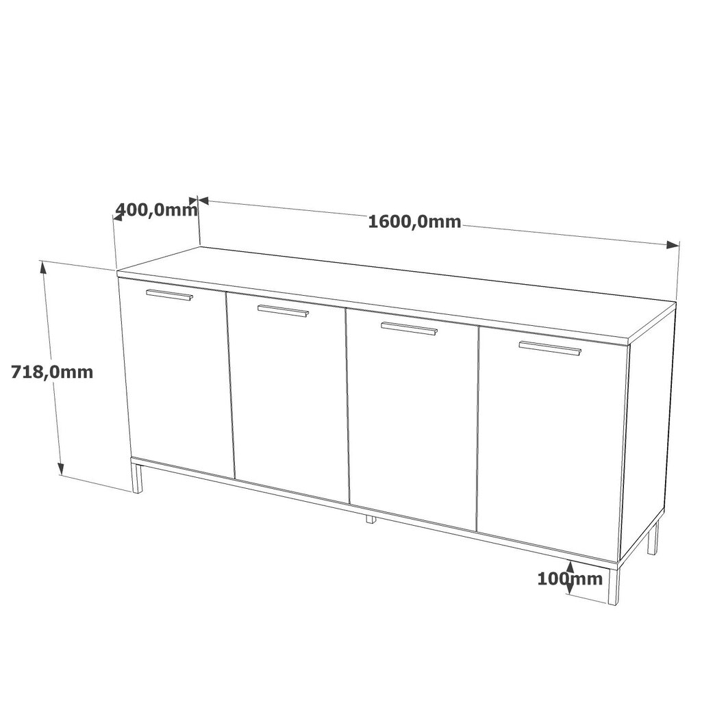 Sandėliavimo spinta Asir, 160x71,8x40cm, ruda/juoda kaina ir informacija | Stalai-konsolės | pigu.lt