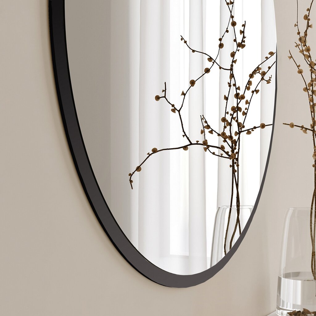 Veidrodis Asir, 60x60x1,2cm, juodas цена и информация | Vonios veidrodžiai | pigu.lt