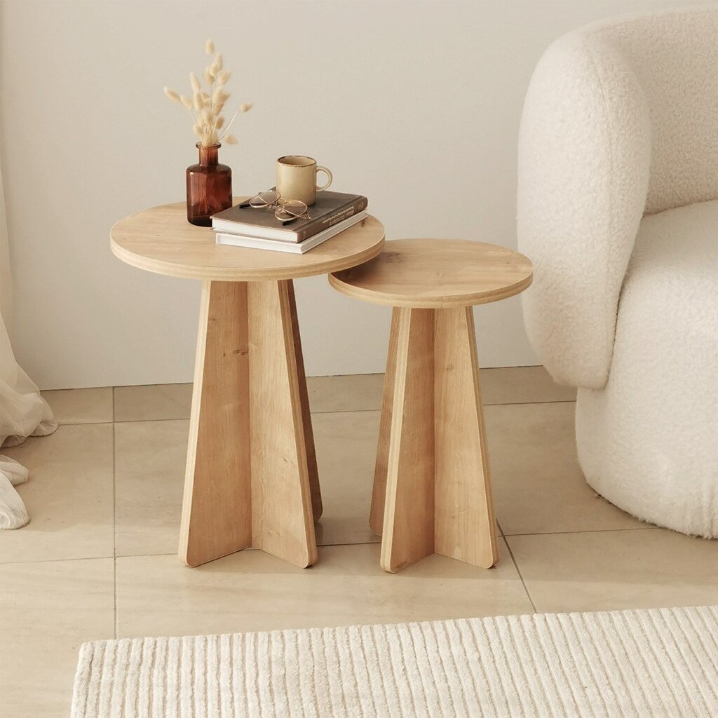 Kavos staliukas Asir, 40x50x40cm, smėlio spalvos kaina ir informacija | Kavos staliukai | pigu.lt