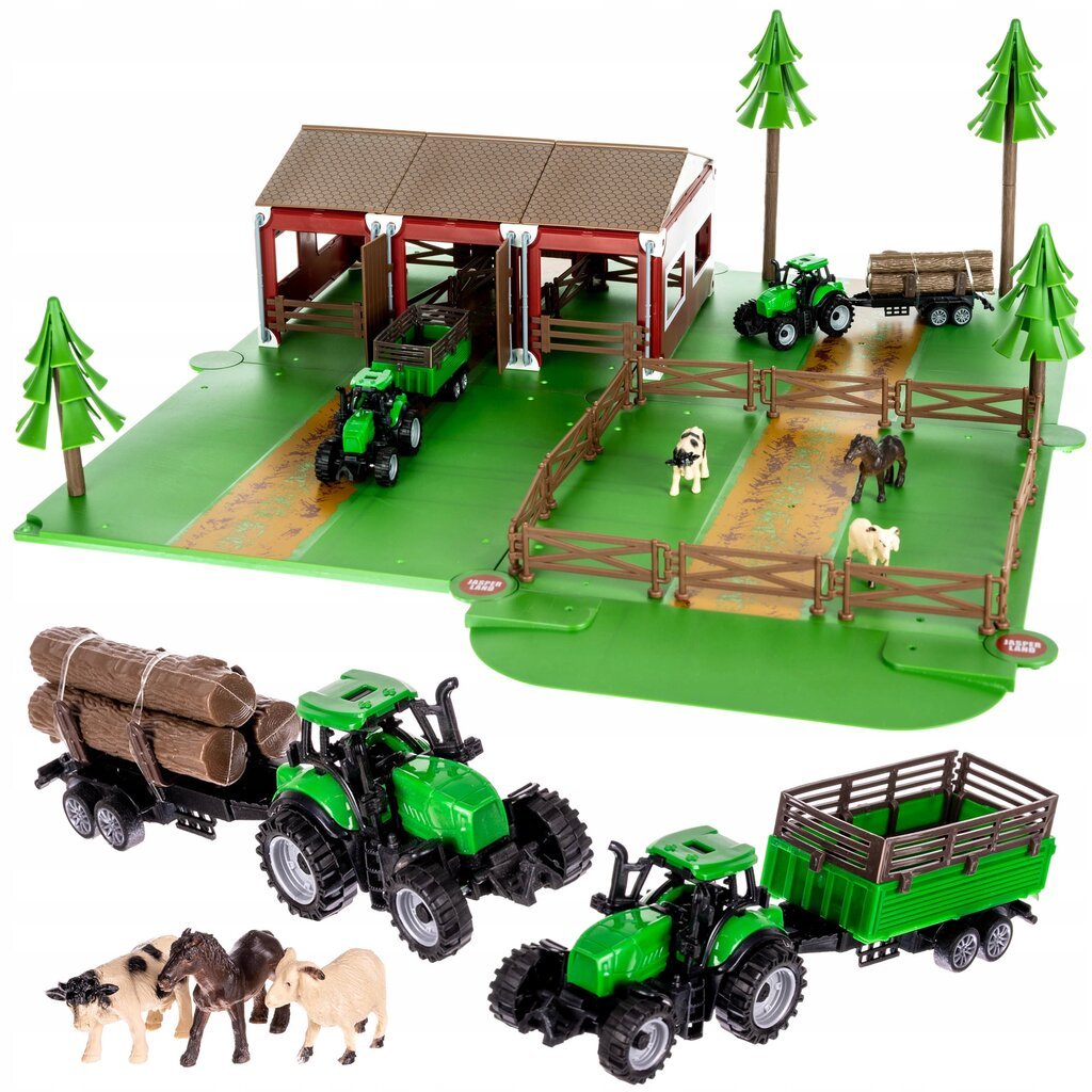 Ūkis su gyvuliais ir 2 ūkio automobiliai Kruzzel цена и информация | Žaislai berniukams | pigu.lt