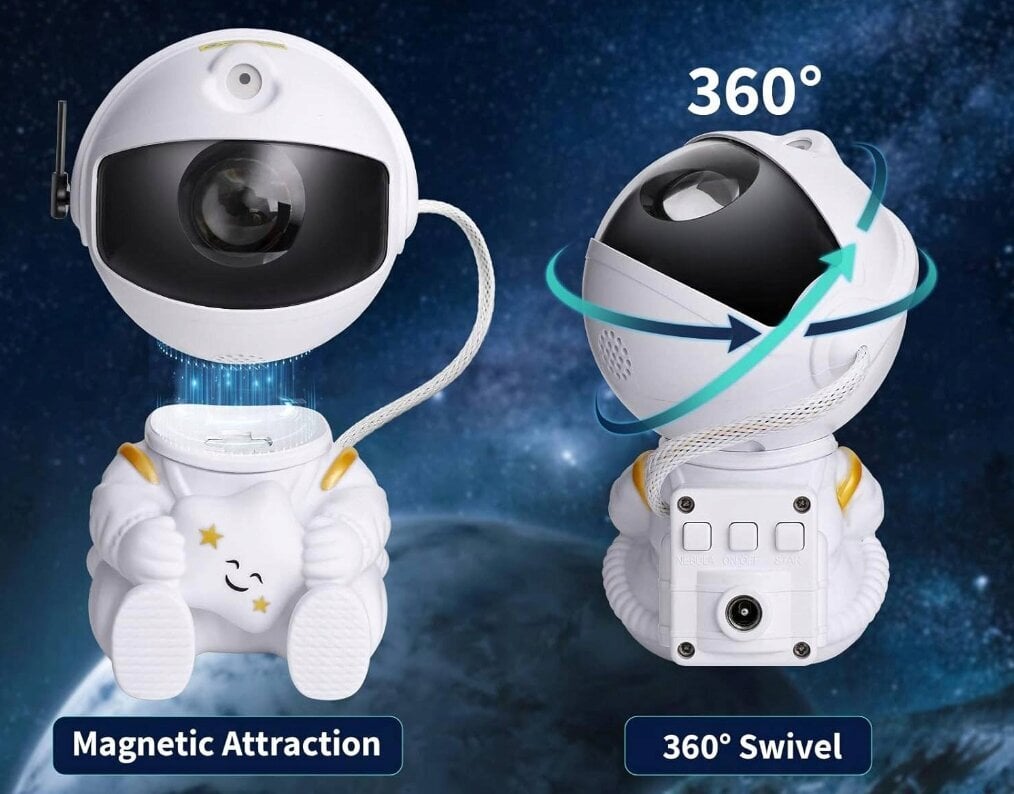 Šviesos efektų projektorius Astronautas LED 3D, baltas kaina ir informacija | Lavinamieji žaislai | pigu.lt