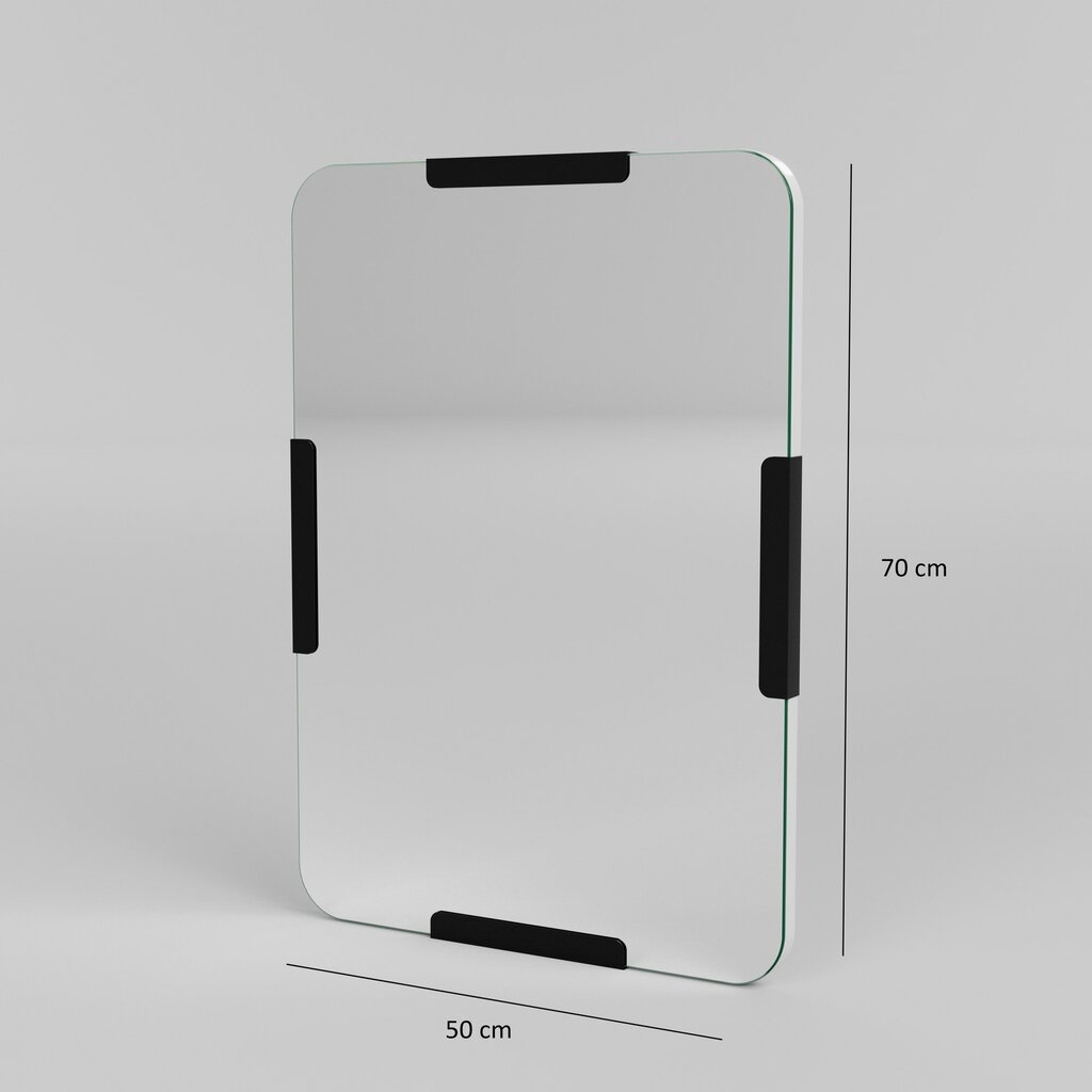 Veidrodis Asir, 50x70cm, juodas kaina ir informacija | Vonios veidrodžiai | pigu.lt