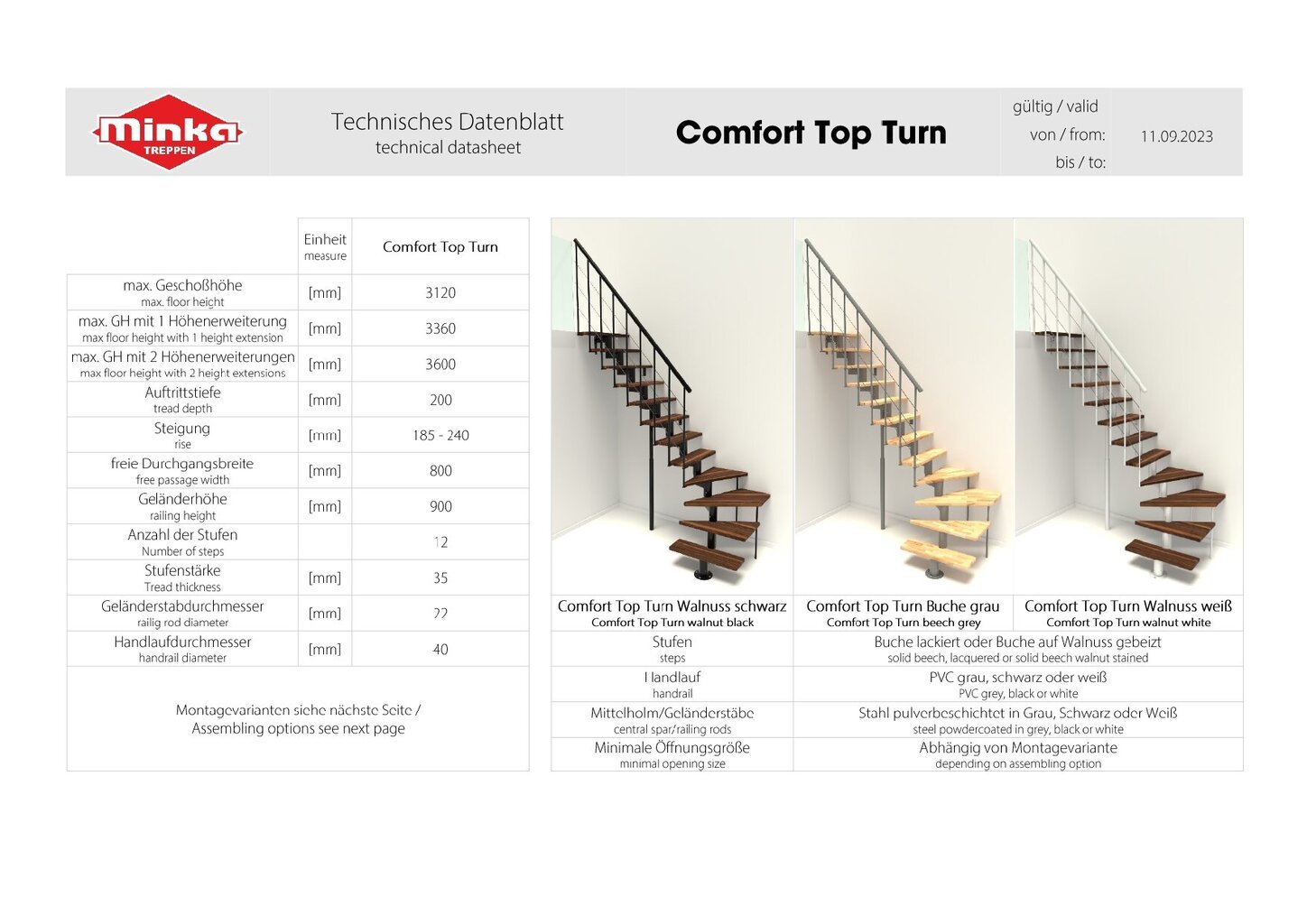 Moduliniai laiptai Comfort Top Turn Minka, 312 cm kaina ir informacija | Laiptai | pigu.lt