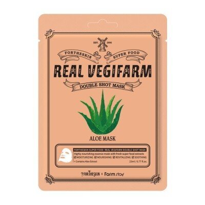 Lakštinė veido kaukė su alaviju Fortheskin Super Food Real Vegifarm Double Shot Mask Aloe, 23 ml kaina ir informacija | Veido kaukės, paakių kaukės | pigu.lt