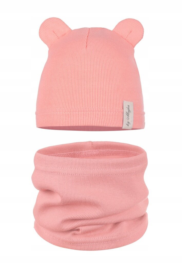 Kepurės ir kaklo movos komplektas vaikams, rožinis kaina ir informacija | Kepurės, pirštinės, kaklaskarės kūdikiams | pigu.lt