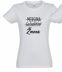 Mergvakario marškinėliai Mergina - Sužadėtinė - Žmona, balti цена и информация | Оригинальные футболки | pigu.lt