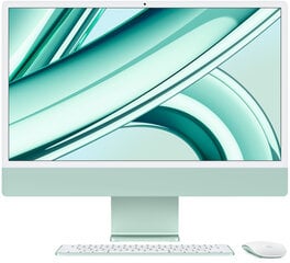 iMac 24" 4.5K Retina, Apple M3 8C CPU, 8C GPU/8GB/256GB SSD/Green/SWE цена и информация | Стационарные компьютеры | pigu.lt