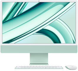 iMac 24" 4.5K Retina, Apple M3 8C CPU, 8C GPU/8GB/256GB SSD/Green/INT цена и информация | Стационарные компьютеры | pigu.lt