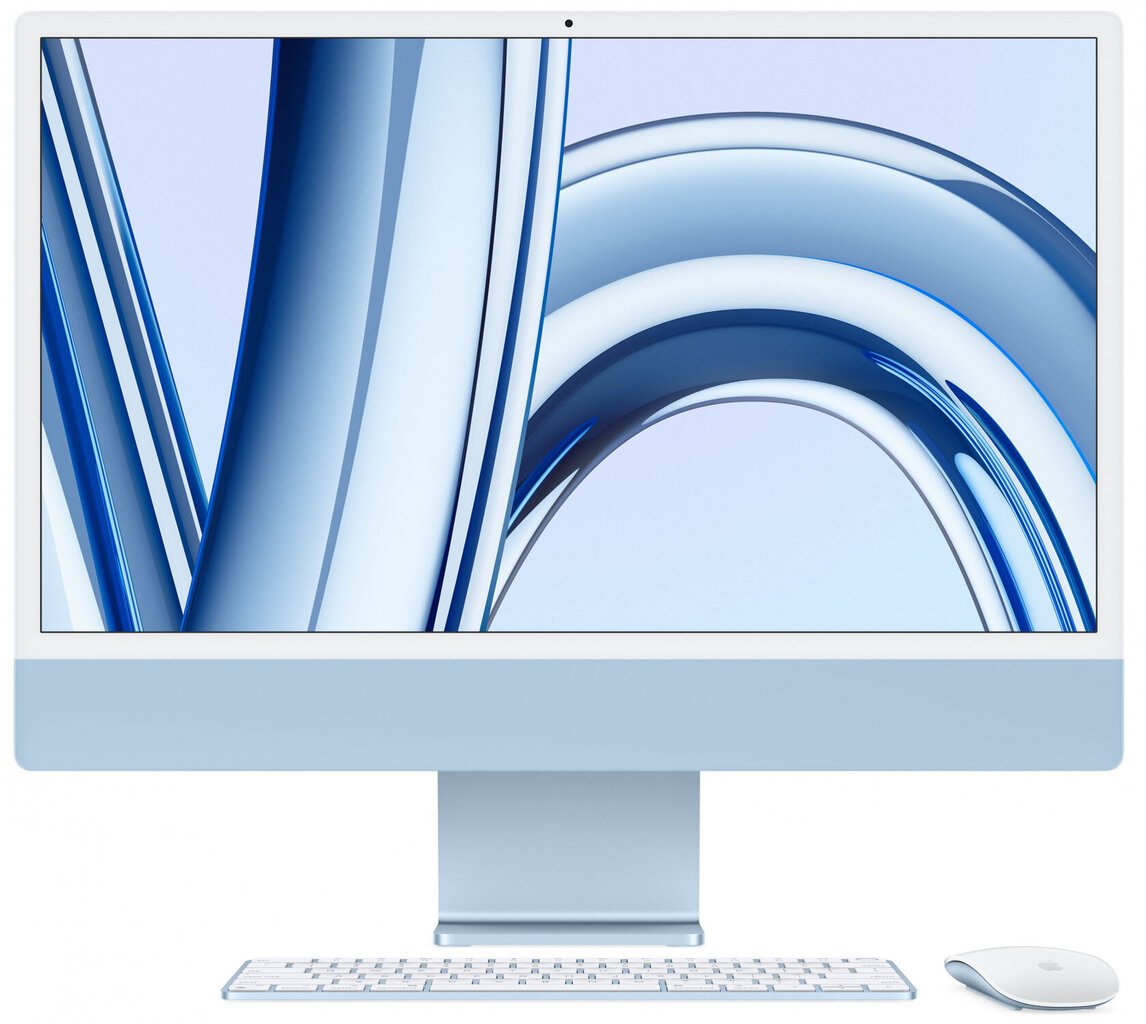iMac 24” 4.5K Retina, Apple M3 8C CPU, 10C GPU/8GB/256GB SSD/Blue/SWE - MQRQ3KS/A цена и информация | Stacionarūs kompiuteriai | pigu.lt