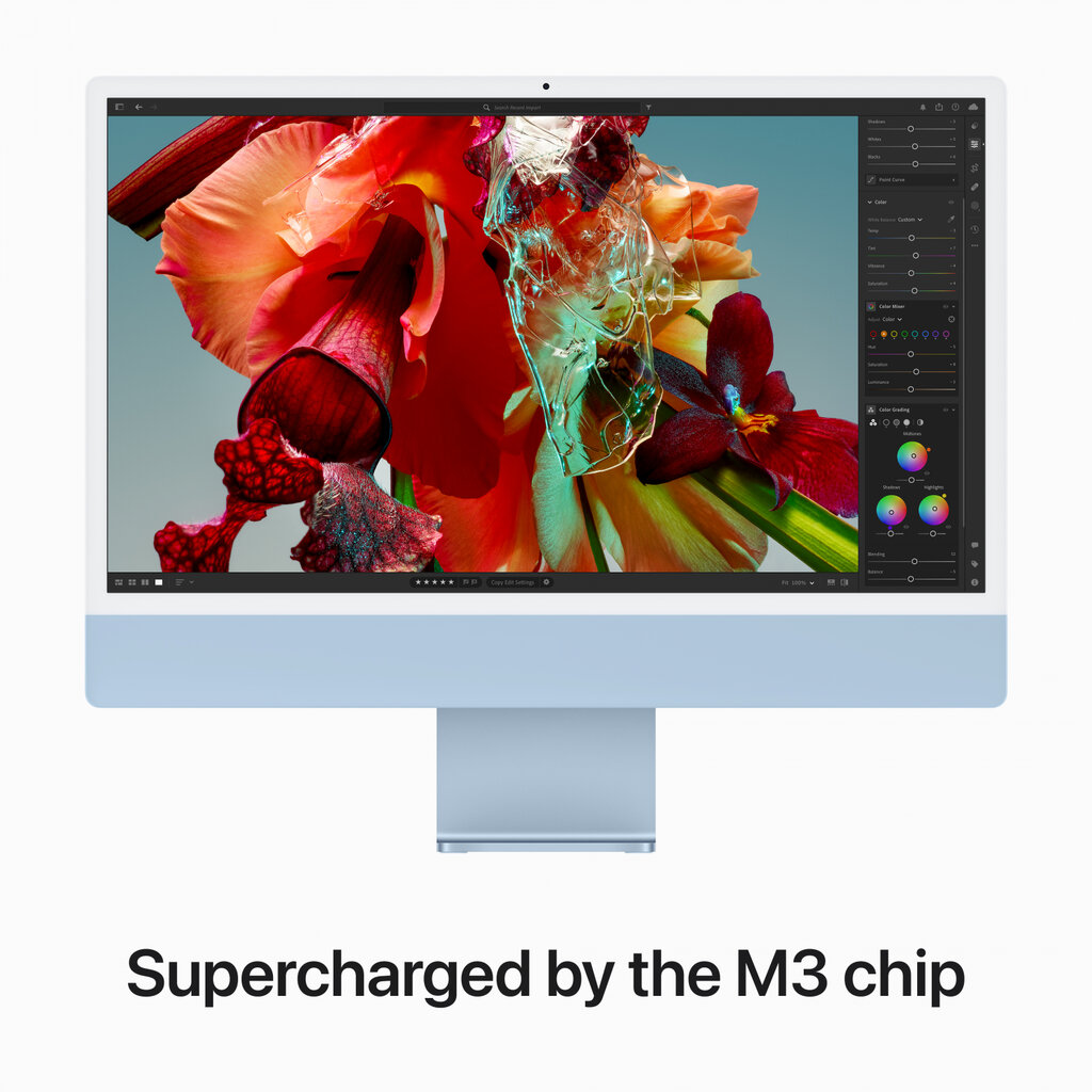 iMac 24” 4.5K Retina, Apple M3 8C CPU, 10C GPU/8GB/512GB SSD/Blue/INT - MQRR3ZE/A цена и информация | Stacionarūs kompiuteriai | pigu.lt