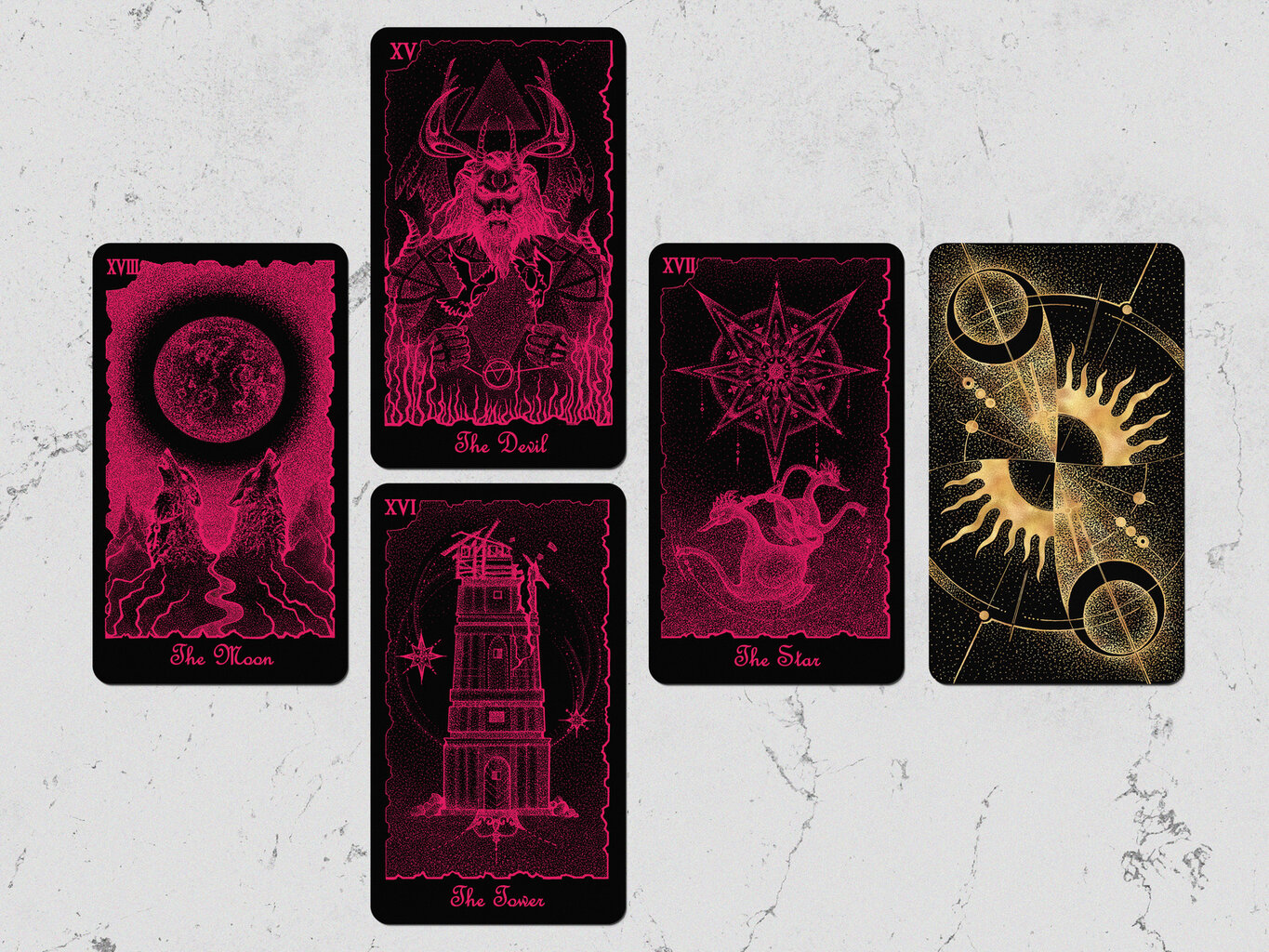 Taro kortos Mystical Universe Tarot Pink Black kaina ir informacija | Ezoterika | pigu.lt