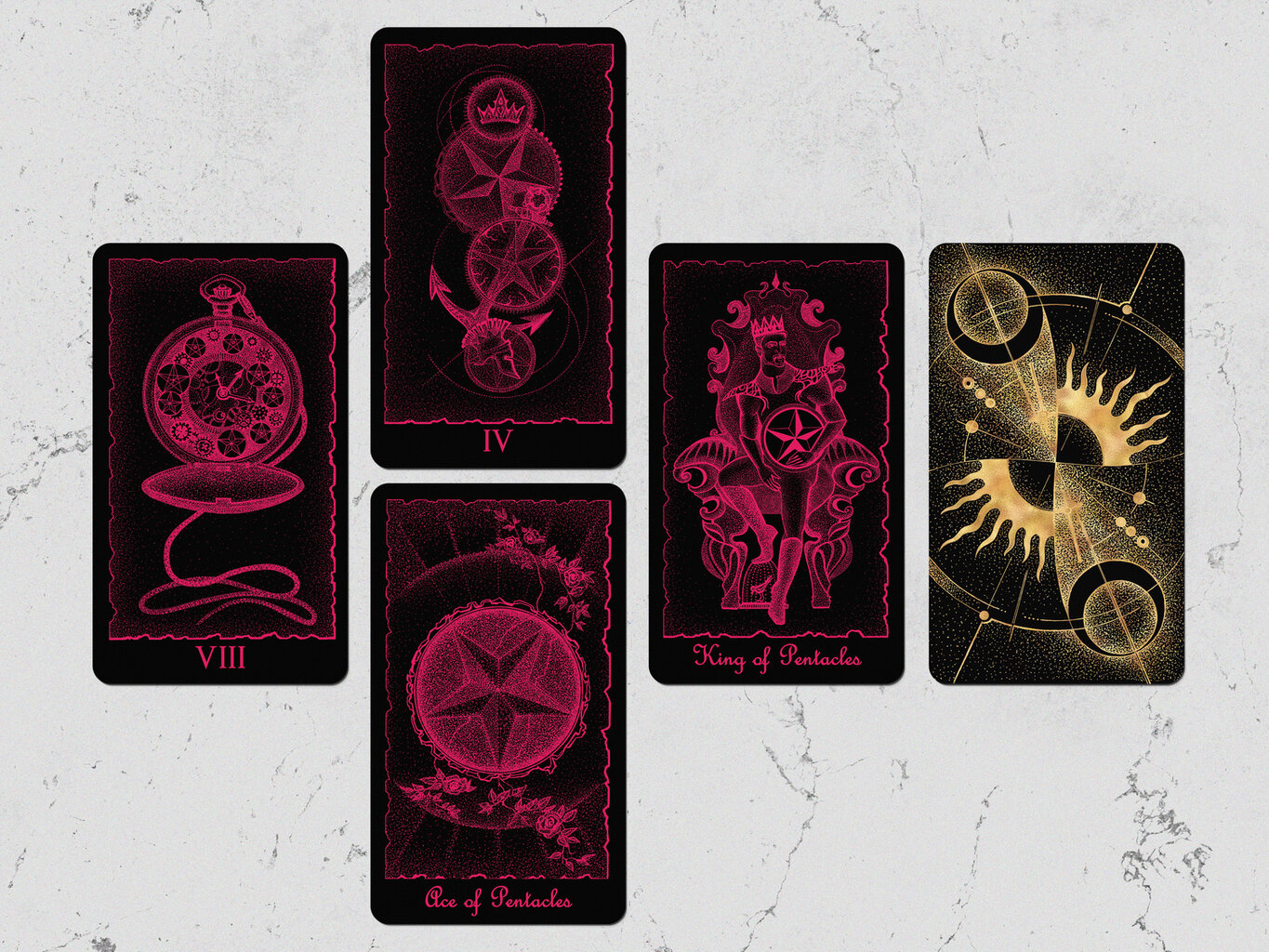 Taro kortos Mystical Universe Tarot Pink Black kaina ir informacija | Ezoterika | pigu.lt