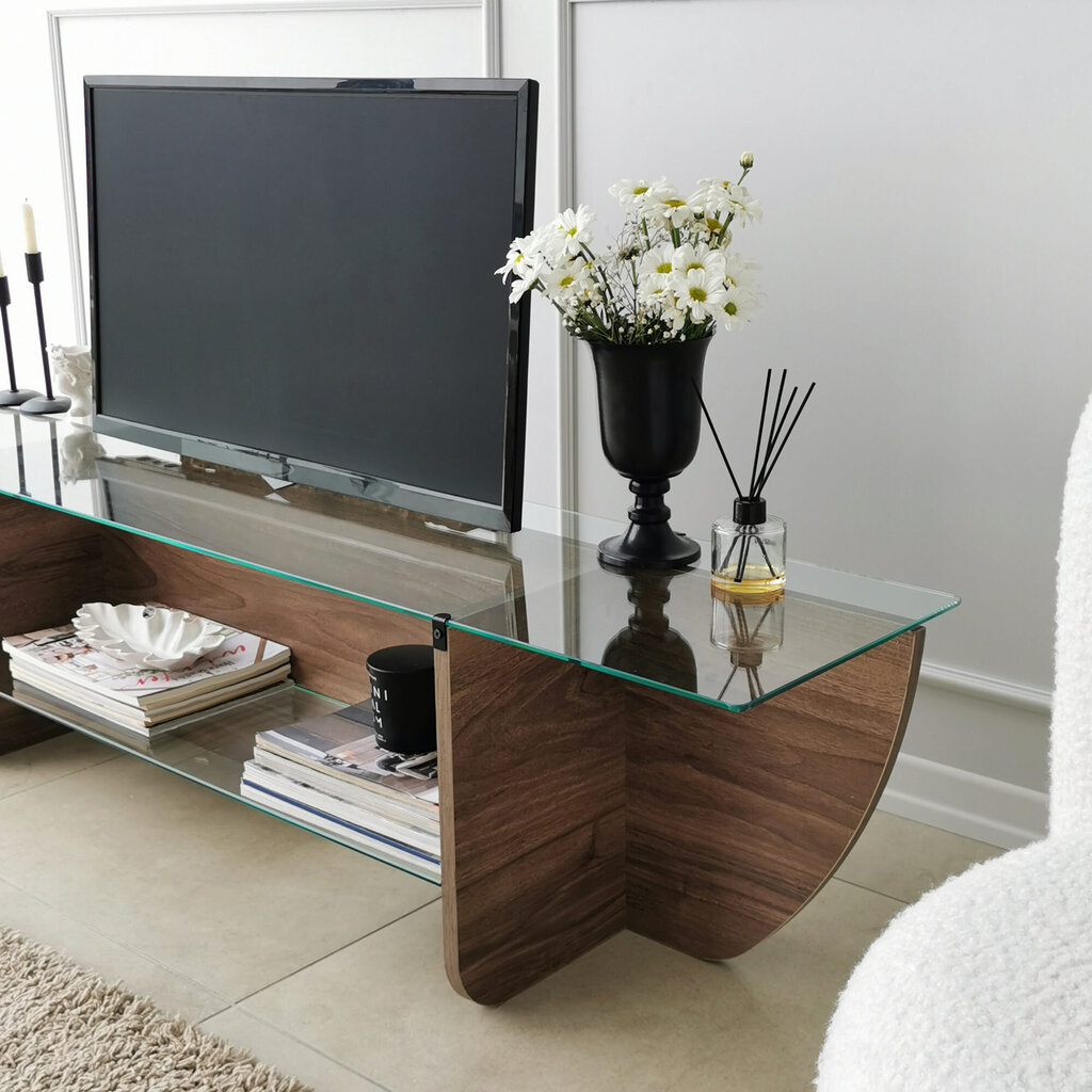 TV staliukas Asir, 158x40x35cm, rudas kaina ir informacija | TV staliukai | pigu.lt