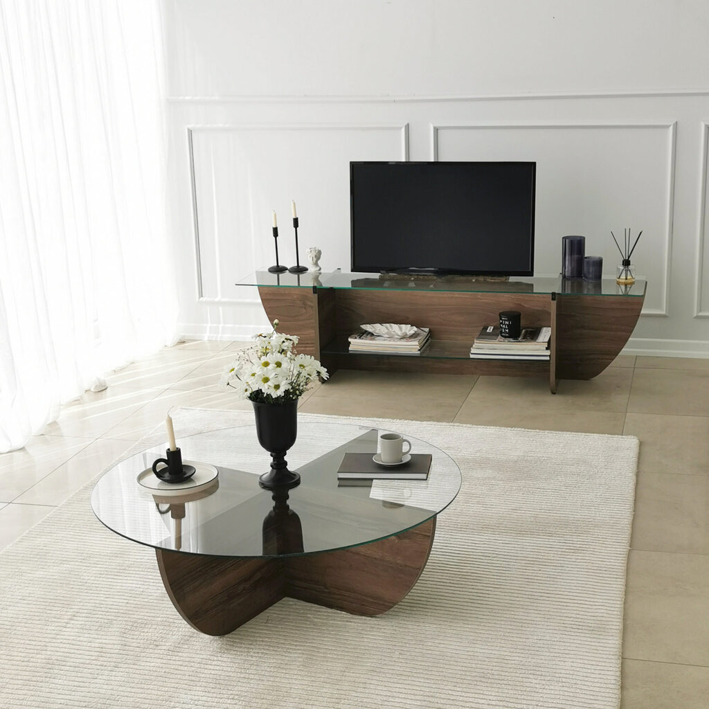 TV staliukas Asir, 158x40x35cm, rudas kaina ir informacija | TV staliukai | pigu.lt
