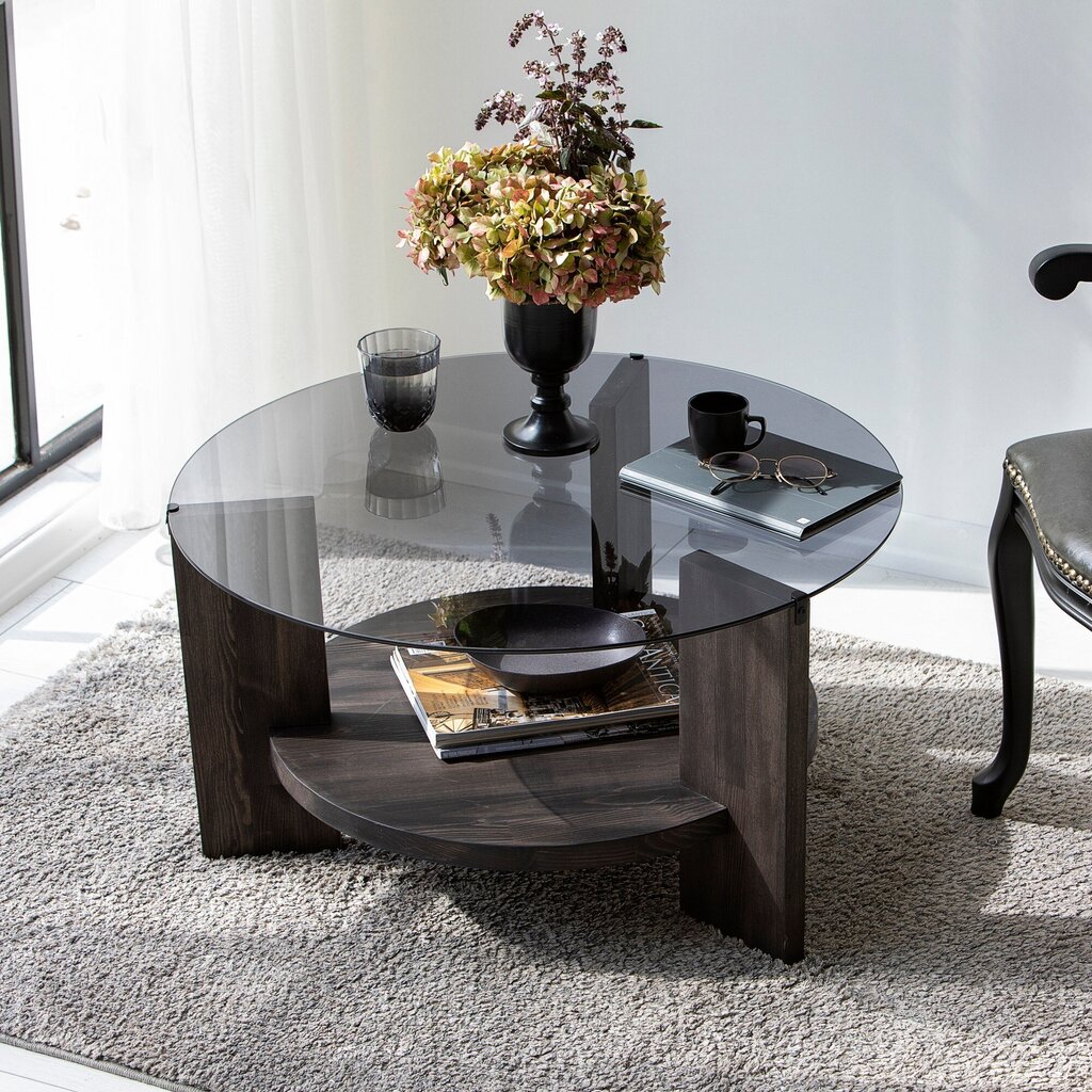 Kavos staliukas Asir, 75x40x75cm, rudas/juodas kaina ir informacija | Kavos staliukai | pigu.lt