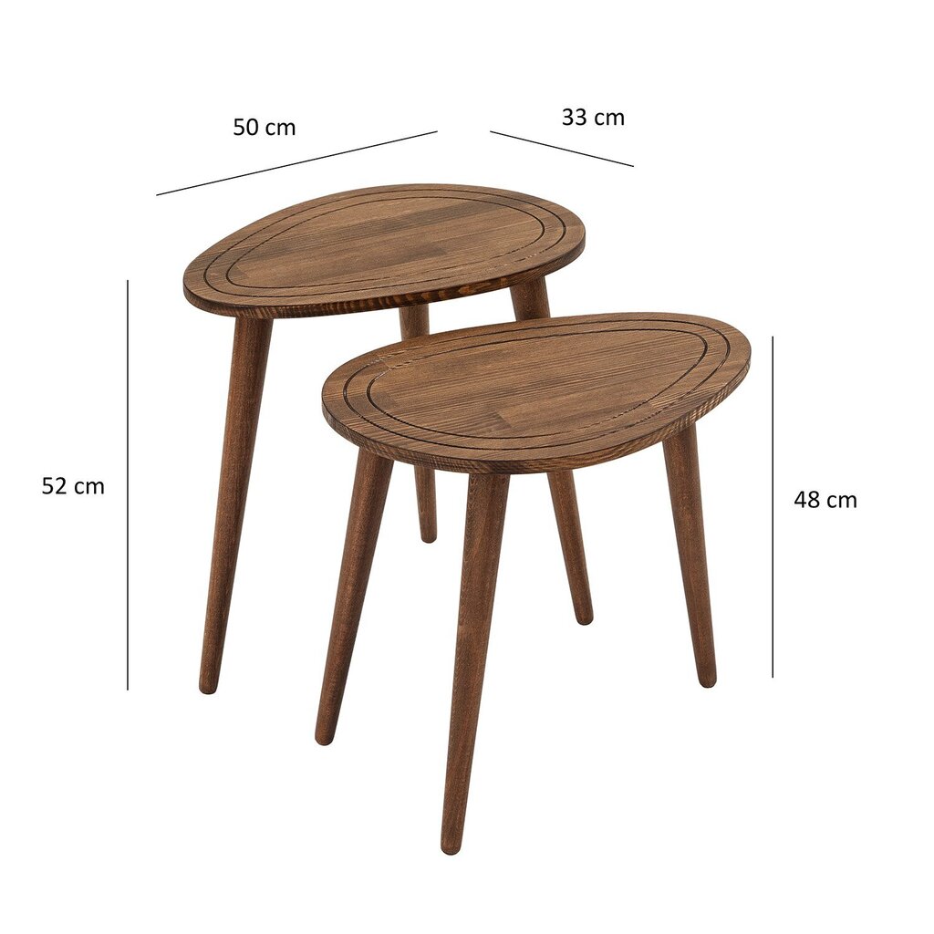 Kavos staliukas Asir, 50x52x33cm, rudas kaina ir informacija | Kavos staliukai | pigu.lt