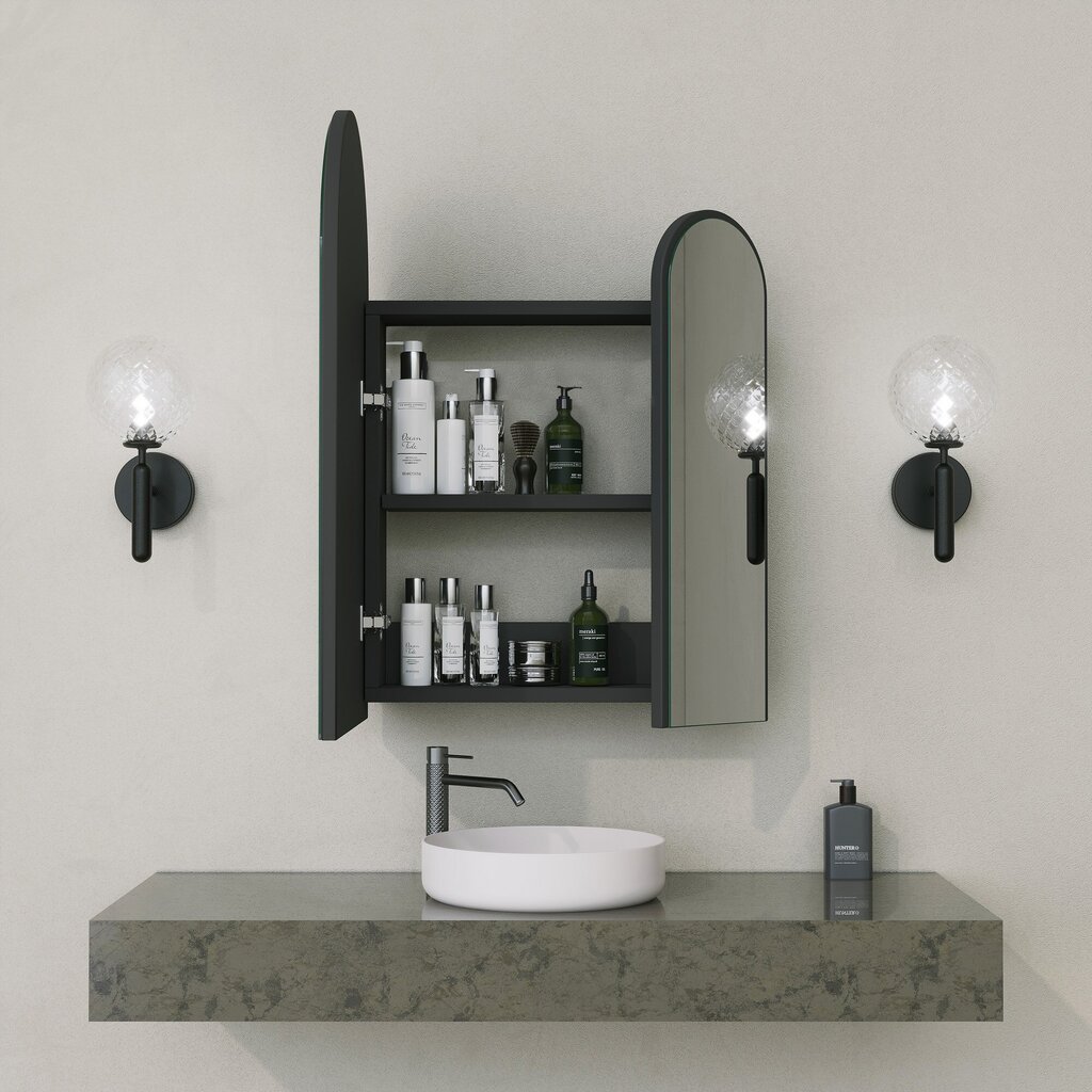 Vonios spintelė Asir, 12x45x50cm, juoda цена и информация | Vonios spintelės | pigu.lt