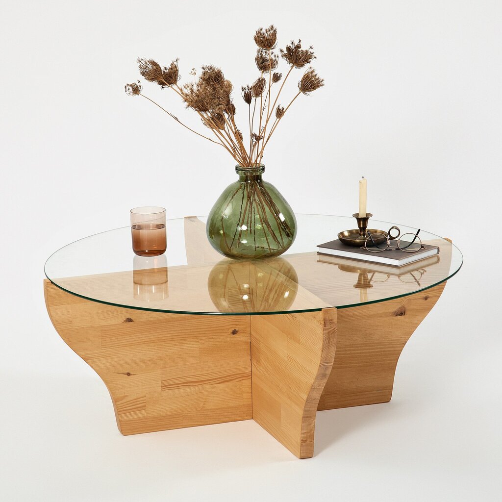 Kavos staliukas Asir, 92x36x92cm, smėlio spalvos kaina ir informacija | Kavos staliukai | pigu.lt