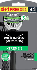 Набор одноразовых бритв Wilkinson Sword Xtreme 3 Black Edition Comfort 3+1 шт цена и информация | Косметика и средства для бритья | pigu.lt