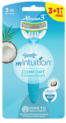 Набор одноразовых бритв для женщин Wilkinson Sword My Intuition Xtreme3 Comfort Coconut Delight, 4 шт цена и информация | Косметика и средства для бритья | pigu.lt