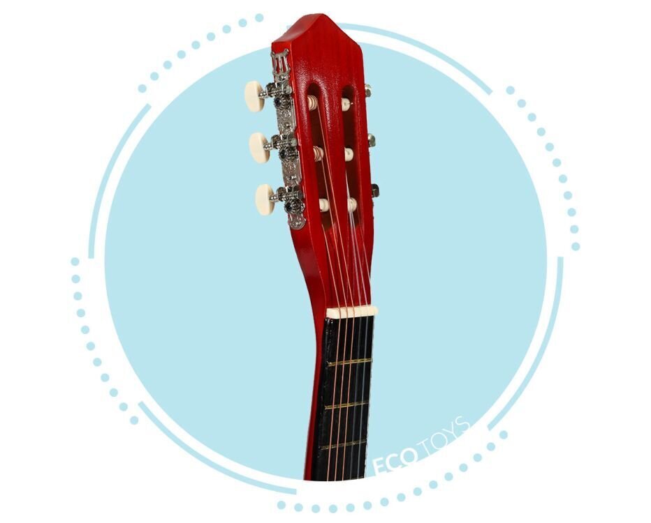 Medinė vaikiška 6 stygų gitara Eco Toys HX18026-34 kaina ir informacija | Lavinamieji žaislai | pigu.lt