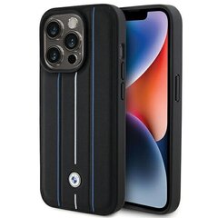 BMW BMHCP15L22RVSK iPhone 15 Pro 6.1" czarny|black hardcase Leather Stamp Blue Lines цена и информация | Чехлы для телефонов | pigu.lt