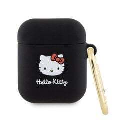 Hello Kitty HKA23DKHSK Airpods 1|2 cover czarny|black Silicone 3D Kitty Head цена и информация | Аксессуары для наушников | pigu.lt