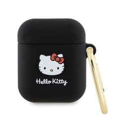 Hello Kitty HKA23DKHSK Airpods 1|2 cover czarny|black Silicone 3D Kitty Head цена и информация | Наушники | pigu.lt