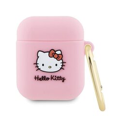 Hello Kitty HKA23DKHSP Airpods 1|2 cover różowy|pink Silicone 3D Kitty Head цена и информация | Аксессуары для наушников | pigu.lt