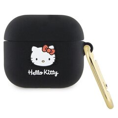 Hello Kitty HKA33DKHSK Airpods 3 cover czarny|black Silicone 3D Kitty Head цена и информация | Аксессуары для наушников | pigu.lt