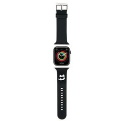 Karl Lagerfeld Pasek KLAWLSLCNK Apple Watch 42|44|45|49mm czarny|black strap 3D Rubber Choupette Head цена и информация | Аксессуары для смарт-часов и браслетов | pigu.lt