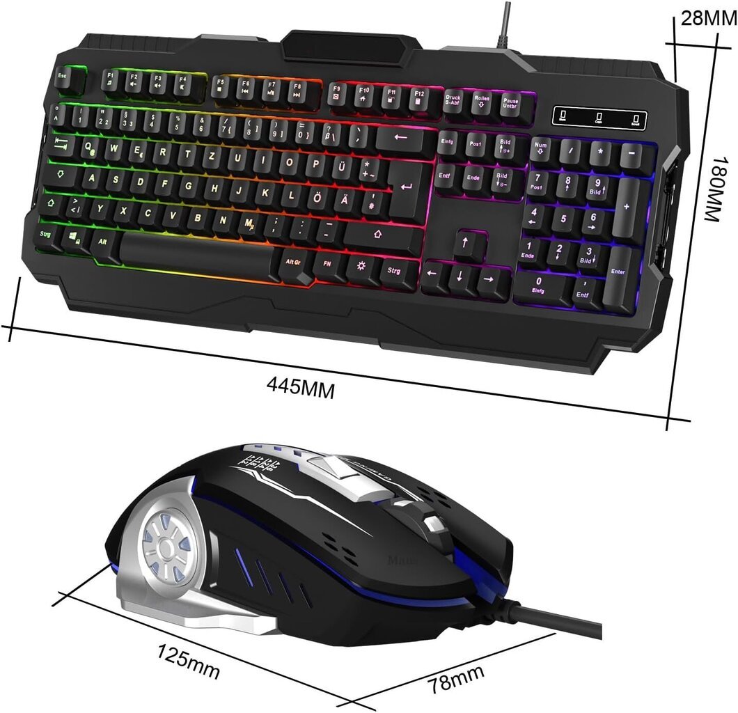 klaviatūra, pelė Emonoo LK806 kaina ir informacija | Klaviatūros | pigu.lt