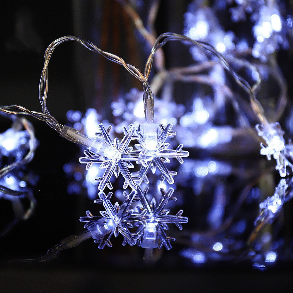 Kalėdinės snaigių lemputės, 10m, 100 LED, LIVMAN TY-101 kaina ir informacija | Girliandos | pigu.lt