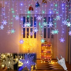 Kalėdinės lemputės su 19 snaigių ir daug mažesnių lempučių, 4m, 96 LED, LIVMAN XY-016 kaina ir informacija | Girliandos | pigu.lt