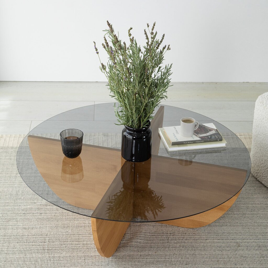 Kavos staliukas Asir, 90x30x90cm, smėlio/juodos spalvos kaina ir informacija | Kavos staliukai | pigu.lt