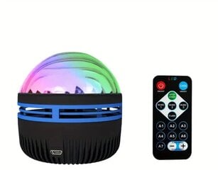 Многофункциональный проекционный светильник с питанием от USB, проектор с ночником Wave 7 с изменением цвета и дистанционным управлением (волны), 1 шт.  цена и информация | Праздничные декорации | pigu.lt