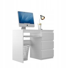 Rašomasis stalas AJKmeble Malmo, baltas kaina ir informacija | Kompiuteriniai, rašomieji stalai | pigu.lt
