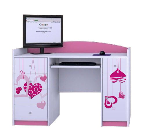 Rašomasis stalas Happy Babies Happy B01, baltas/rožinis kaina ir informacija | Kompiuteriniai, rašomieji stalai | pigu.lt