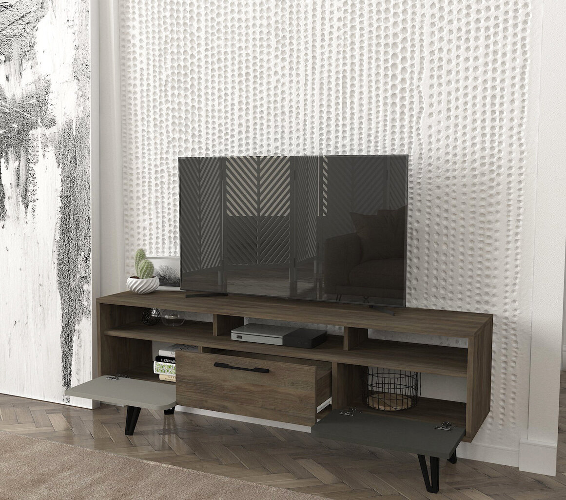 TV staliukas Asir, 150x55,6x35cm, rudas/juodas kaina ir informacija | TV staliukai | pigu.lt