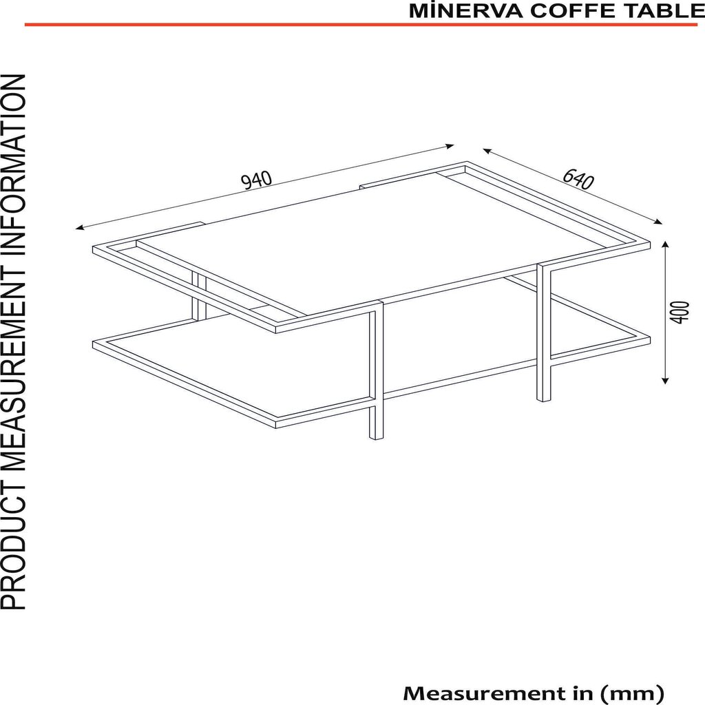 Kavos staliukas Asir, 94x40x64cm, juodas/rudas kaina ir informacija | Kavos staliukai | pigu.lt