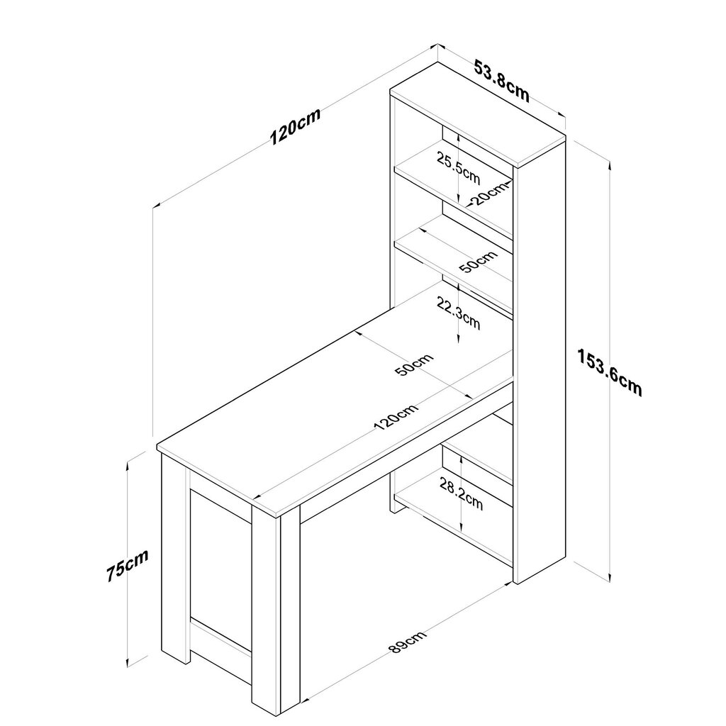 Rašomasis stalas Asir, 120x153,6x53,8cm, baltas/smėlio spalvos kaina ir informacija | Kompiuteriniai, rašomieji stalai | pigu.lt