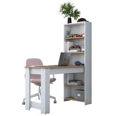 Rašomasis stalas Asir, 120x153,6x53,8cm, baltas/smėlio spalvos kaina ir informacija | Kompiuteriniai, rašomieji stalai | pigu.lt