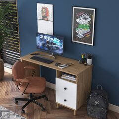 Rašomasis stalas Asir, 120x73,8x50cm, smėlio/baltas kaina ir informacija | Kompiuteriniai, rašomieji stalai | pigu.lt