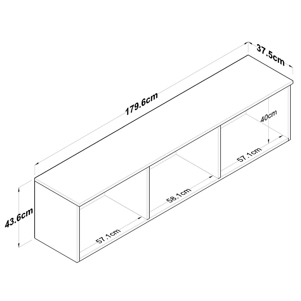 Spintelė Asir, 179,6x43,6x37,5cm, balta kaina ir informacija | Virtuvinės spintelės | pigu.lt