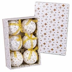 Ёлочные шарики Белый Позолоченный бумага Polyfoam 7,5 x 7,5 x 7,5 cm (6 штук) цена и информация | Ёлочные игрушки, верхушки | pigu.lt