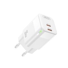 XO wall charger CE07 PD 35W 2x USB-C white + USB-C - Lightning cable цена и информация | Адаптеры, USB-разветвители | pigu.lt