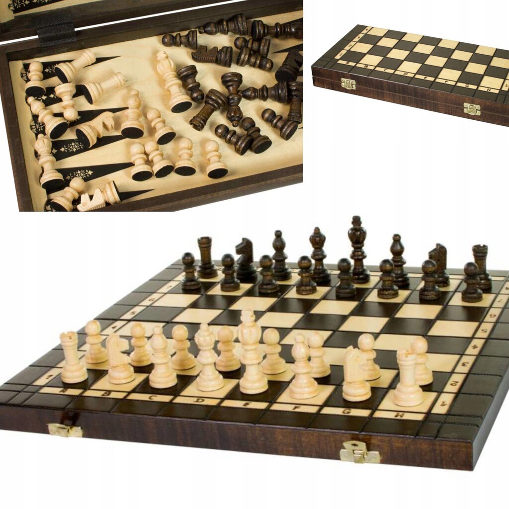 Šachmatų, šaškių ir nardų rinkinys Sunrise Chess & Games 3 in 1, 40 x 40 cm kaina ir informacija | Stalo žaidimai, galvosūkiai | pigu.lt
