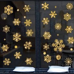 Рождественская наклейка на окно Золотые снежинки цена и информация | Рождественское украшение CA1031, 10 см | pigu.lt