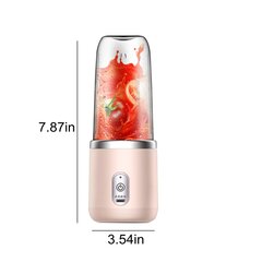 Портативная USB соковыжималка с 6 лезвиями, розовая цена и информация | Коктейльницы | pigu.lt