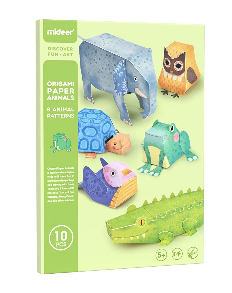 Origami rinkinys Gyvūnai Mideer, 10d. kaina ir informacija | Lavinamieji žaislai | pigu.lt